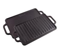 Victoria Plancha Cocina Hierro Fundido Inducción Parrilla Doble Reversible para Fuego, Barbacoa, Horno, Vitrocerámica, Gas, Libre de Tóxicos sin PTFE