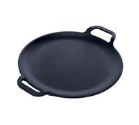 Victoria Plancha Cocina Inducción para Pizza Hierro Fundido Curado, Sartén 25cm con Asas, Fuego, Barbacoa, Horno, Vitrocerámica, Gas, Comal Curada para Antiadherente Libre de Tóxicos sin PTFE
