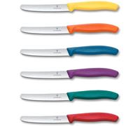 Victorinox Cuchillo para panecillos Swiss Classic, hoja dentada 11 cm, mango plástico, Set de 6