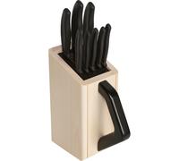 Victorinox Swiss Classic Bloque de cuchillos, relleno, 8 piezas, almacenamiento de cuchillos, diseño elegante, madera