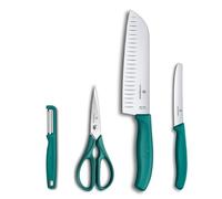 Victorinox Classic Set de Cocina, 4 Piezas, Cuchillo Santoku y para Tomates