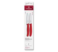 Victorinox Cuchillos para Tomate y Pelar, 2 pzs, Acero Inoxidable, Rojo | Ideales para frutas y verduras, hojas con filo de sierra y punta, mangos ergonómicos de polipropileno, Swiss Made