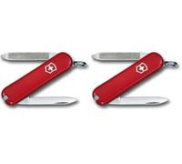 Victorinox Escort Navaja pequeña con 6 funciones incluyendo lima de ñas y destornillador, color rojo (Paquete de 2)