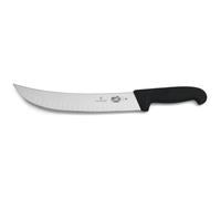 Victorinox Fibrox Cuchillo carnicero curvo con hendiduras, cuchillo de cocinero afilado grandes piezas de carne, 25 cm, hoja curva, acero inoxidable, negro