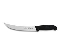 Victorinox Fibrox Cuchillo de matanza, cuchillo de despiece largo para trocear grandes piezas de carne, 20 cm, hoja curva, afilado, acero inoxidable, negro