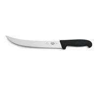 Victorinox Fibrox Cuchillo de matanza, cuchillo de despiece largo para trocear grandes piezas de carne, 25 cm, hoja curva, afilado, acero inoxidable, negro