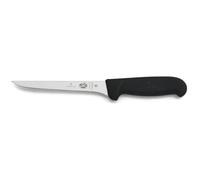 Victorinox Fibrox Cuchillo deshuesador, cuchillo de cocina estrecho para todo tipo de carne, 15 cm, hoja recta, flexible, afilado, acero inoxidable, negro