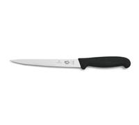 Victorinox Fibrox Cuchillo para filetear, cuchillo de cocina afilado para carne y pescado, 18 cm, hoja recta, flexible, acero inoxidable, negro