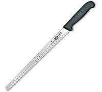 Victorinox Fibrox Cuchillo para salmón con filo con alvéolos, cuchillo de cocina de acero inoxidable, color negro, estándar