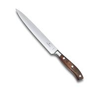 Victorinox Grand Maître, Cuchillo profesional para trinchar, Hoja extra afilada, afilado recto, 20 cm, Elegante mango de madera, Acero inoxidable, Marrón