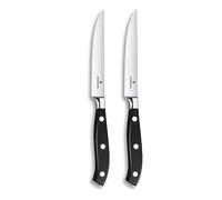 Victorinox Grand Maître, juego de cuchillos profesionales para carne, 2 piezas, hoja extra afilada, filo dentado, 12 cm, acero inoxidable, negro