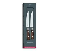 Victorinox Grand Maître, set profesional para trinchar, 2 piezas, hoja extra afilada, filo dentado, 12 cm, elegante mango de madera, acero inoxidable, marrón