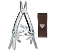 Victorinox Herramienta multifunción Swiss Tool Spirit X, 24 funciones, multiherramienta con hoja bloqueable y alicate multiuso de punta fina, in stuche de piel, color plata