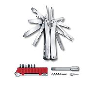 Victorinox Herramienta multifunción Swiss Tool Spirit X Plus Ratchet, 36 funciones, Hecha en Suiza, multiherramienta con hoja de bloqueo, in stuche de nailon, color plata