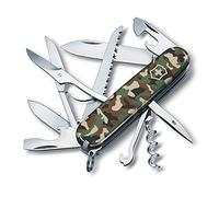 Victorinox Huntsman, Swiss Army Knife, Navaja suiza multiusos con 15 funciones, incluyendo tijeras, sierra para madera y sacacorchos, Camouflage