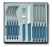 Victorinox Modern set de cubiertos para 6 personas, 12 piezas, in uchillos afilados con filo de sierra, mangos de plástico, azul aciano