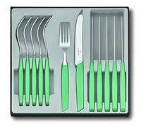 Victorinox Modern set de cubiertos para 6 personas, 12 piezas, in uchillos de sierra afilados, mangos de plástico, verde menta