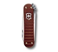 Victorinox Navaja suiza de bolsillo Classic Precious Alox, 5 funciones, multiherramienta con tijeras, destornillador, llavero, in stuche de regalo, marrón avellana