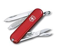 VICTORINOX Navaja suiza de bolsillo Classic SD, pequeña, 7 funciones, Hecha en Suiza, multiherramienta con hoja, lima de uñas, destornillador 2,5 mm, tijeras, rojo