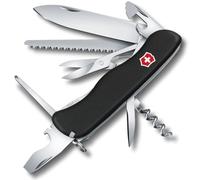 Victorinox Navaja suiza de bolsillo Outrider, 14 funciones, multiherramienta con hoja bloqueable, abrelatas, destornillador 3 mm, sacacorchos, negro