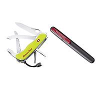 Victorinox Rescue Tool Navaja con 15 funciones, incluyendo sierra cortavidrio y rompecristales + Dual One Size Afilador de cuchillos fabricado en madera