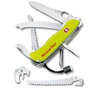 Victorinox Rescue Tool Navaja suiza con 15 funciones, incluyendo sierra cortavidrio y rompecristales, de color amarillo fluorescente