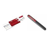 Victorinox, Swiss Card Classic, Multiherramienta de Bolsillo Suiza, Formato de tarjeta de crédito & Dual One Size Afilador de cuchillos fabricado en madera y color negro/rojo