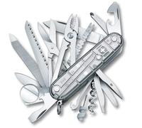 Victorinox, Swiss Champ, Navaja Multiuso Suiza, Cuchillo bolsillo, Regalo, 33 Funciones, Hoja grande, Sacacorchos, Plata Transparente