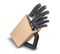 Victorinox Swiss Classic Bloque de cuchillos, relleno, 8 piezas, almacenamiento de cuchillos, diseño elegante, madera