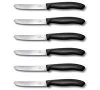 Victorinox Cuchillo para panecillos Swiss Classic 11 cm, hoja dentada, Set de 6, negro