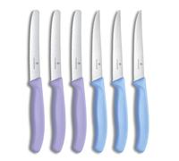 Victorinox Swiss Classic, cuchillo de desayuno y cuchillo para bistec, set de 6 piezas, hoja afilada, borde dentado, 11 cm, acero inoxidable, colorido