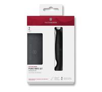Victorinox Swiss Classic Cuchillo de picnic plegable y tabla de cortar, para fruta, verdura, panecillos, filo dentado, extra afilado, Negro