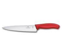 Victorinox Swiss Classic, Cuchillo de trinchar profesional, hoja extra afilada, afilado recto, 19 cm, mango de plástico, acero inoxidable, Rojo