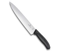 Victorinox Swiss Classic, cuchillo de trinchar profesional, hoja extra afilada, afilado recto, 22 cm, mango de plástico, acero inoxidable, negro