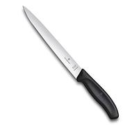 Victorinox Swiss Classic, cuchillo profesional para filetear, hoja extra afilada, afilado recto, 20 cm, mango de plástico, acero inoxidable, negro