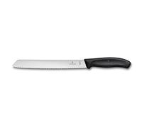 Victorinox Swiss Classic, Cuchillo profesional para pan, Hoja extra afilada, Filo dentado, 21 cm, Mango robusto de plástico, Acero inoxidable, Negro