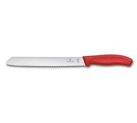 Victorinox Swiss Classic, Cuchillo profesional para pan, Hoja extra afilada, Filo dentado, 21 cm, Mango robusto de plástico, Acero inoxidable, Rojo