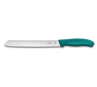 Victorinox Swiss Classic, Cuchillo profesional para pan, Hoja extra afilada, Filo dentado, 21 cm, Mango robusto de plástico, Acero inoxidable, Verde