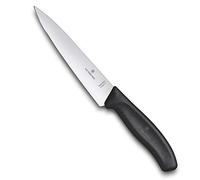 Victorinox Swiss Classic, cuchillo profesional para trinchar, hoja extra afilada, afilado recto, 15 cm, mango de plástico, acero inoxidable, negro
