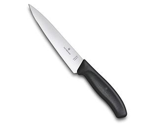 Victorinox Swiss Classic, cuchillo profesional para trinchar, hoja extra afilada, afilado recto, 15 cm, mango de plástico, acero inoxidable, negro
