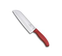Victorinox Swiss Classic Cuchillo Santoku de 17 cm, Acero, Rojo | Hoja con filo biselado ideal para rebanar, picar y cortar en dados. Mango ergonómico de TPE. Swiss Made.