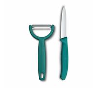 Victorinox Swiss Classic Cuchillo y pelador, 2 piezas, hoja extra afilada, para fruta y verdura, acero inoxidable, Verde