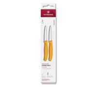 Victorinox Swiss Classic Juego de 2 Cuchillos Peladores de 8 cm, Amarillo | Ideal para frutas y verduras, hojas de acero inoxidable con filo recto y mangos ergonómicos de polipropileno, Swiss Made