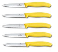 Victorinox Swiss Classic - Juego de 5 cuchillos para verduras (10 cm, con filo ondulado), color amarillo