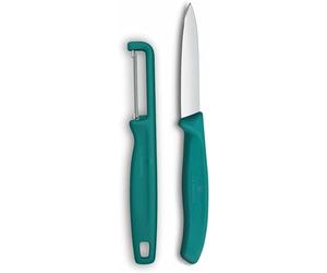Victorinox Swiss Classic Juego de cuchillos con pelador, para verduras y frutas, 2 piezas, hoja extra afilada, Verde
