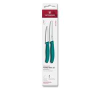 Victorinox Swiss Classic Juego de Cuchillos de 2 pzs, 8 y 11 cm, Verde | Incluye cuchillo para verdura de hoja recta y cuchillo de mesa dentado con mangos ergonómicos, Swiss Made