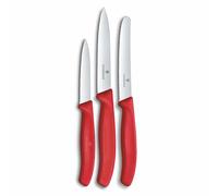 Victorinox Swiss Classic Set de 3 Cuchillos para Pelar y Mesa, Rojo