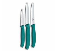 Victorinox Swiss Classic Juego de cuchillos de cocina, 3 piezas, cuchillo para pelar, cuchillo para tomates y cuchillo para desayunos, Mango robusto de plástico, Acero inoxidable, Verde