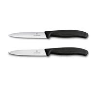 Victorinox Swiss Classic, Juego de cuchillos para tomate y pelar, 2 piezas, Hoja extra afilada, Mango de plástico, Acero inoxidable, Swiss Made, Negro
