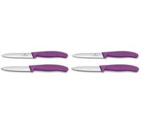 Victorinox Swiss Classic, Juego de cuchillos para tomate y pelar, 2 piezas, Hoja extra afilada, Mango de plástico, Acero inoxidable, Swiss Made, Violeta (Paquete de 2)